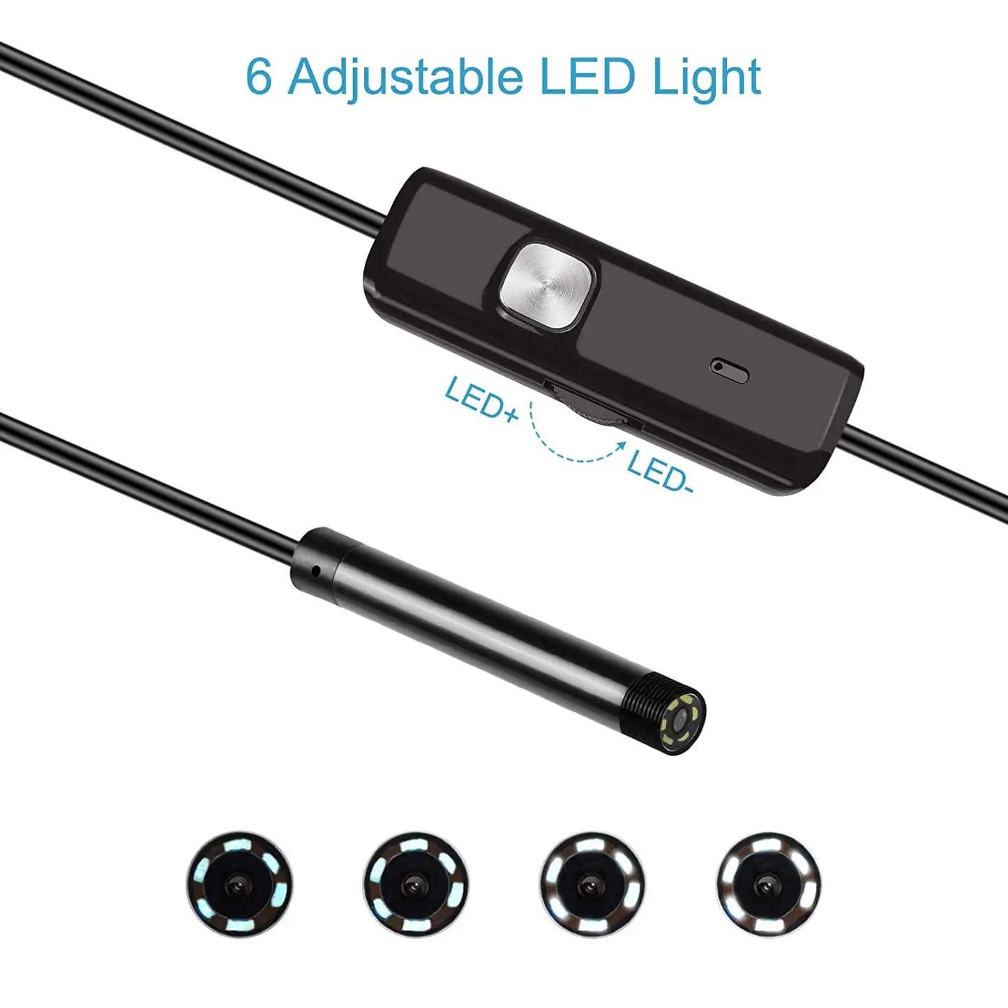 SMARTUNO™ 3-in-1 Endoscope Camera, Inspection Camera, Waterproof IP67, 6 LED, USB, Type-C & Android/PC