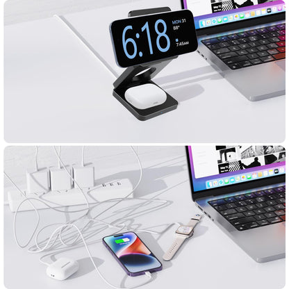 SMARTUNO™ Trifold 3-in-1 MagSafe Qi2 Fast Wireless Charger Stand for iPhone, AirPods, iWatch & Other Qi2-Enabled Devices