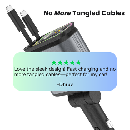 Smarte | 4 in 1 Retractable cables 2 Type C and iOS Fast Charging Car Phone Charger