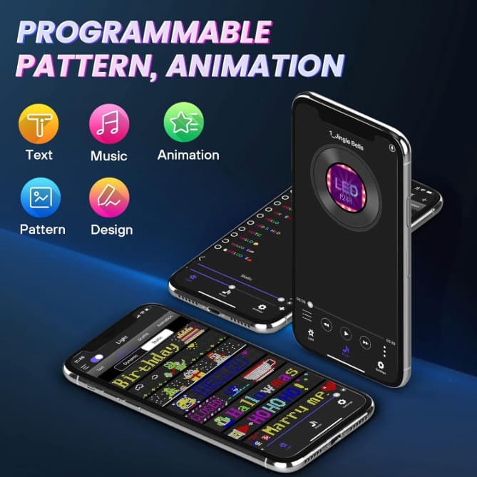 Smartuno | Customizable LED Display – 5V USB-Powered, Flexible & Bluetooth App-Controlled | Create Text, Patterns & Animations | Bright, Waterproof Sign for Cars, Shops, Parties & Bars