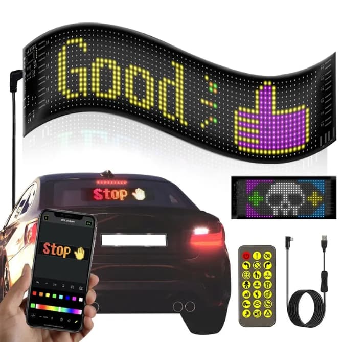 Smartuno | Customizable LED Display – 5V USB-Powered, Flexible & Bluetooth App-Controlled | Create Text, Patterns & Animations | Bright, Waterproof Sign for Cars, Shops, Parties & Bars