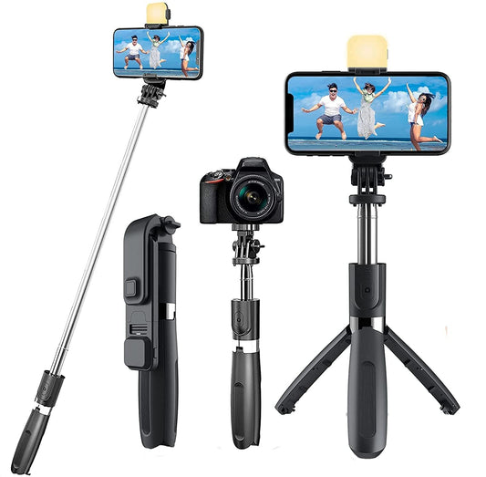 Bluetooth Selfie Stick with Selfie Light, 3 in 1 Multi Function Selfie Stick Tripod